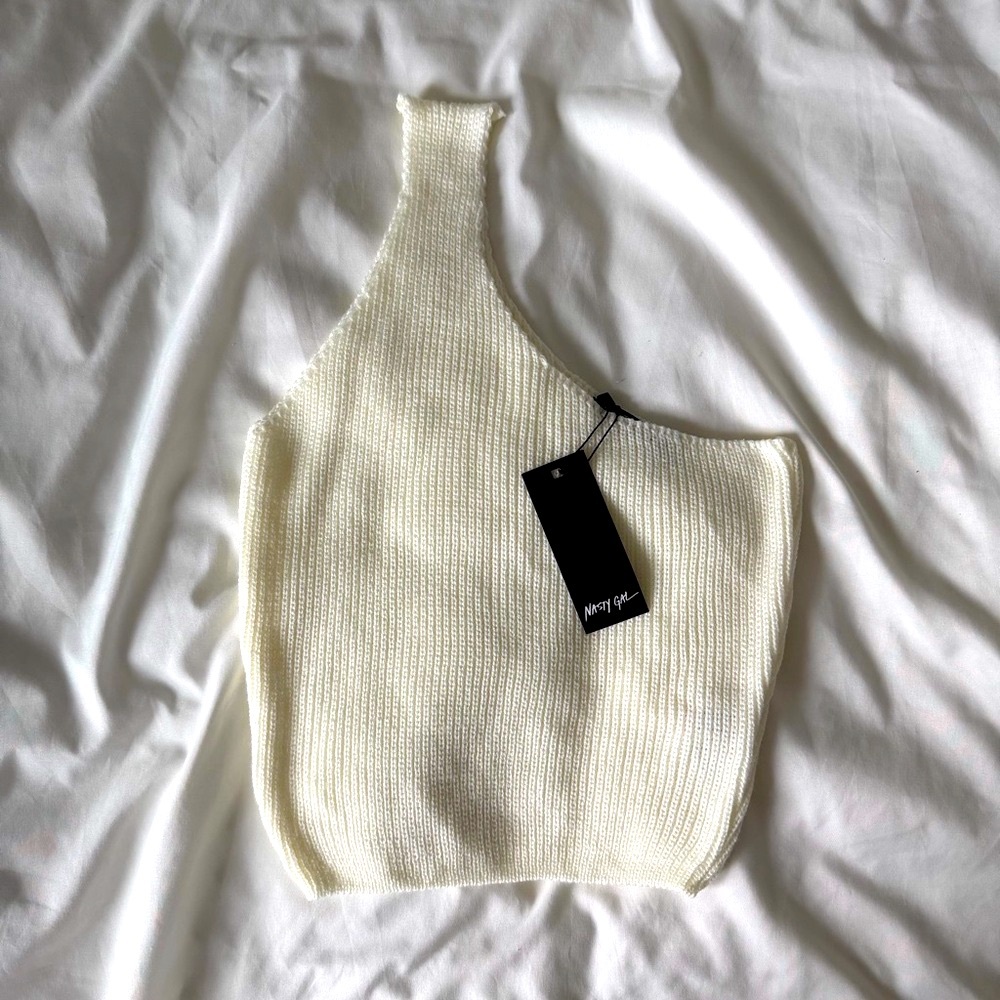 Nasty Gal Cream Knit Tank Top